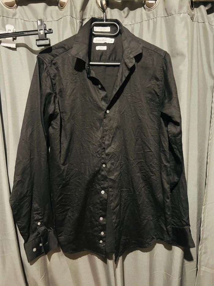 Jolie chemise noire regular 60% coton • Calvin Klein • taille 18/XS