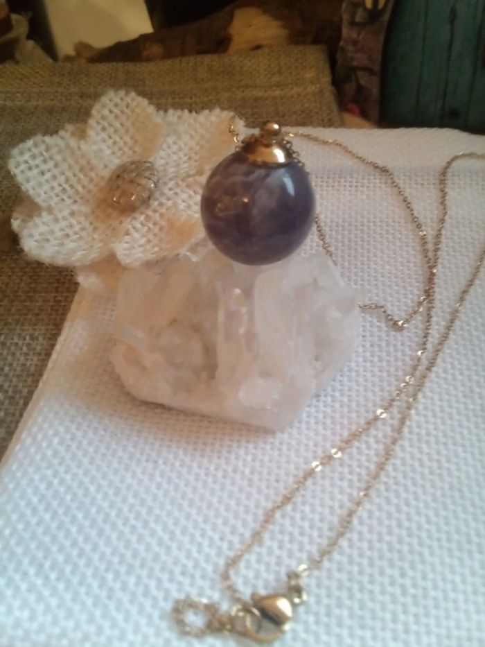 Collier boule d'améthyste naturelle 💜 - photo numéro 4