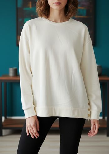 Sweat oversize crème femme TEX taille S