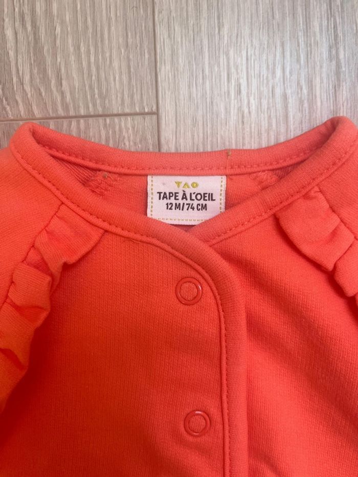 Gilet orange bébé fille 12 mois - photo numéro 2