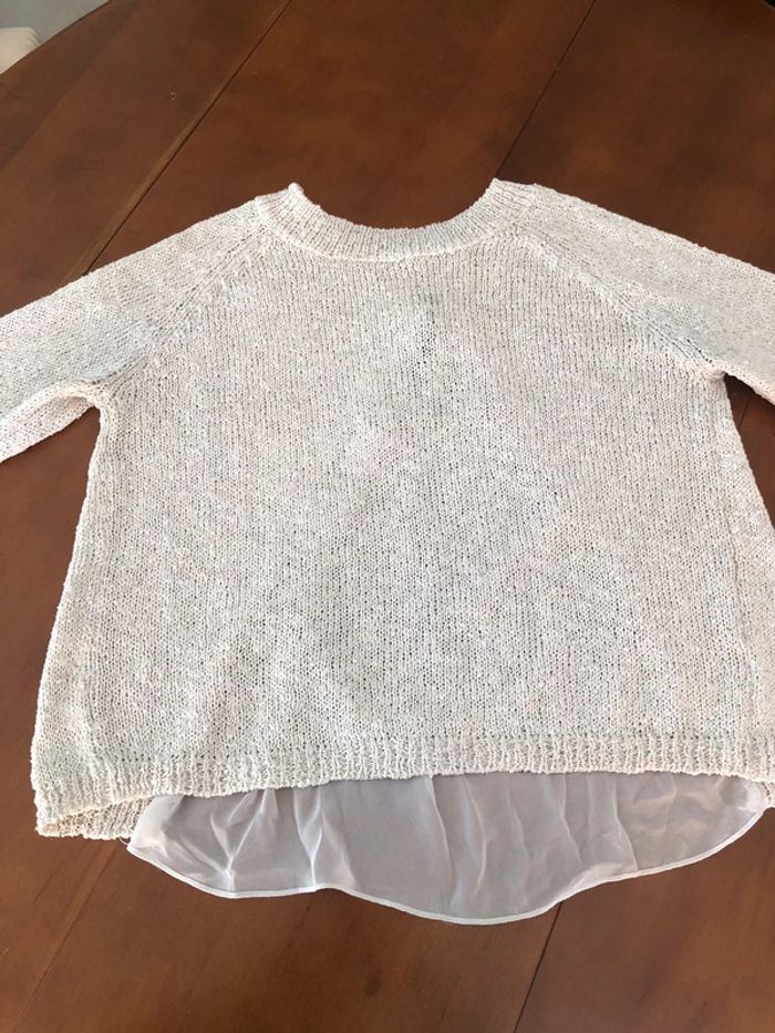 Pull beige dos nu à paillettes L - photo numéro 3