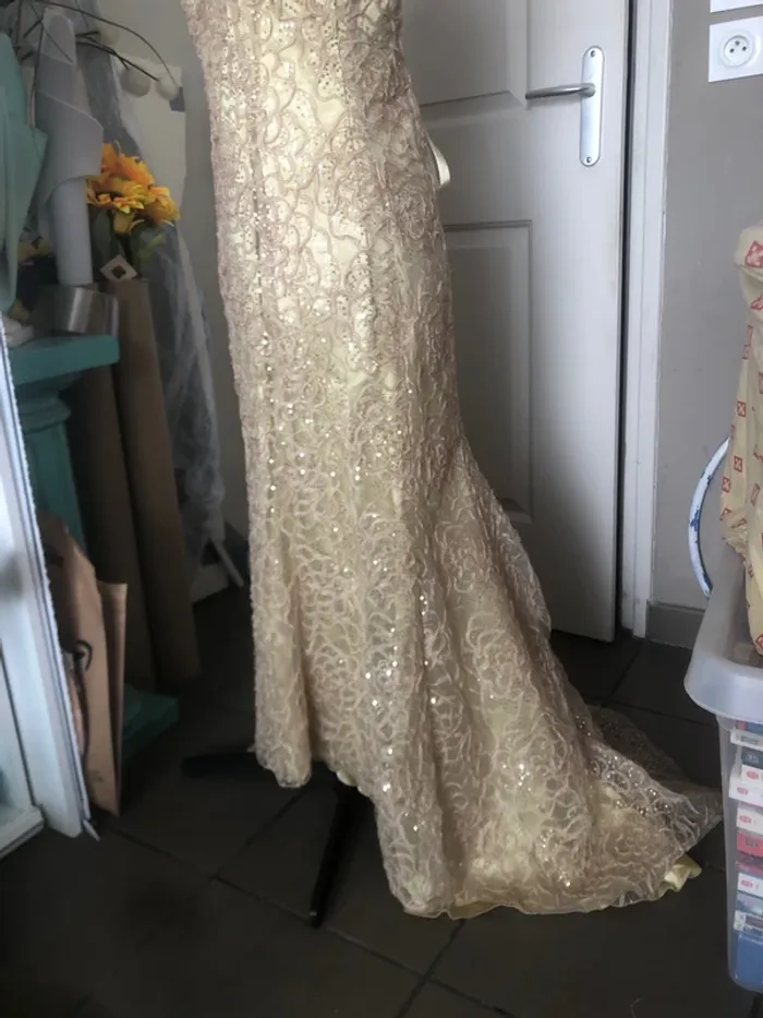 Robe de soirée couleur champagne crème T40 femme 👗 - photo numéro 4