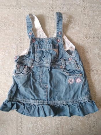 Robe salopette en jean bleu clair 9 mois