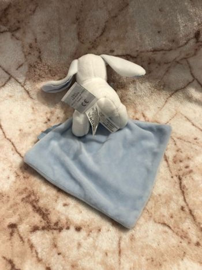 Doudou lapin blanc mouchoir bleu noeud papillon Doudou et Compagnie - photo numéro 2