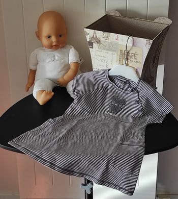 👗 Jolie robe coton bébé fille 23 mois – Rayures & petite souris 🐭