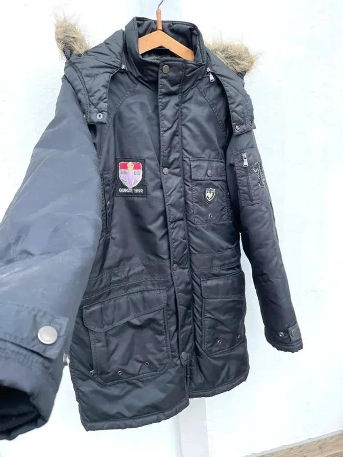 Serge Blanco vintage black coat hoodi Mens L - photo numéro 4