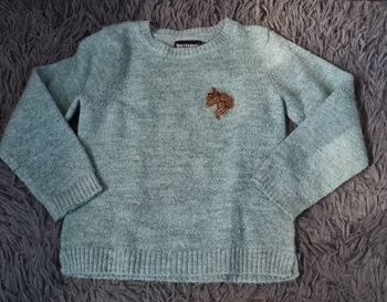 Pull bleu pailleté effet pelucheux 4ans