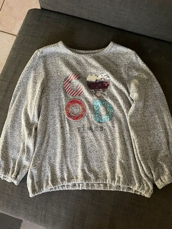 Pull gris fille