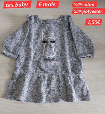 Robe grise tex baby fille 6mois 