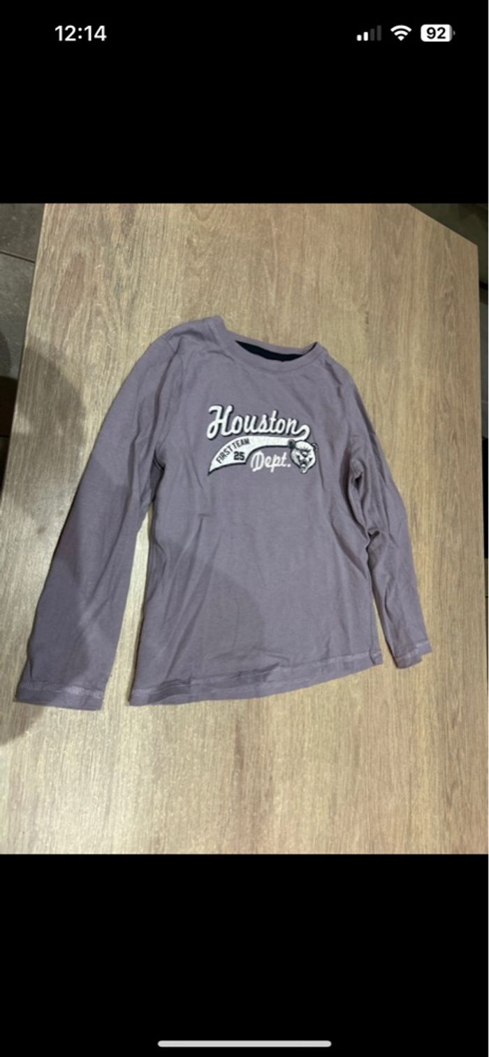 Teeshirt manches longues violet/pourpre 5 ans motif  panthère - photo numéro 3