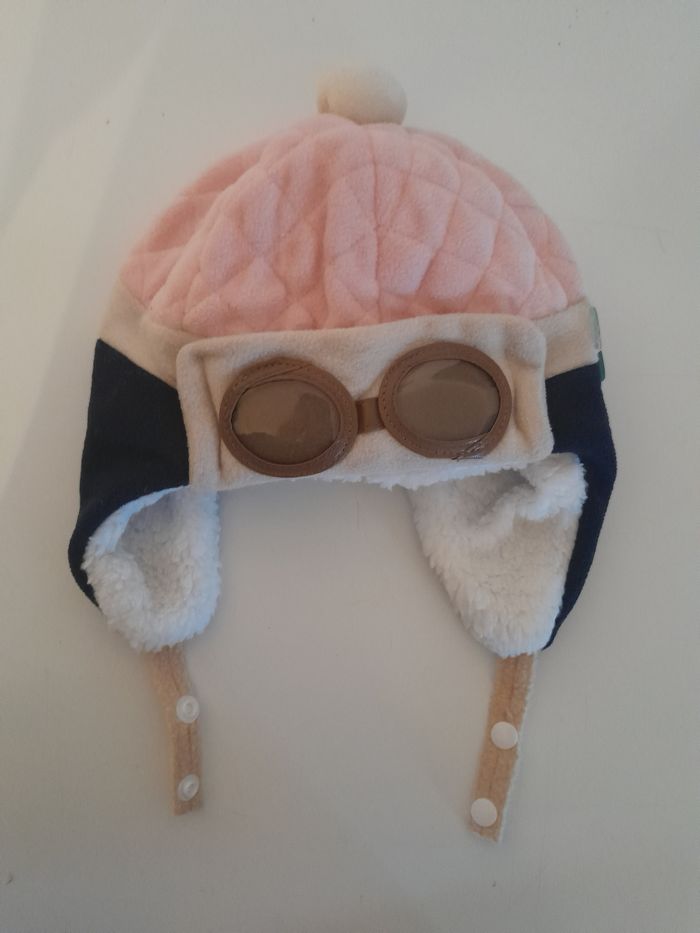 Bonnet aviateur rose et bleu fille 2-3ans - photo numéro 2