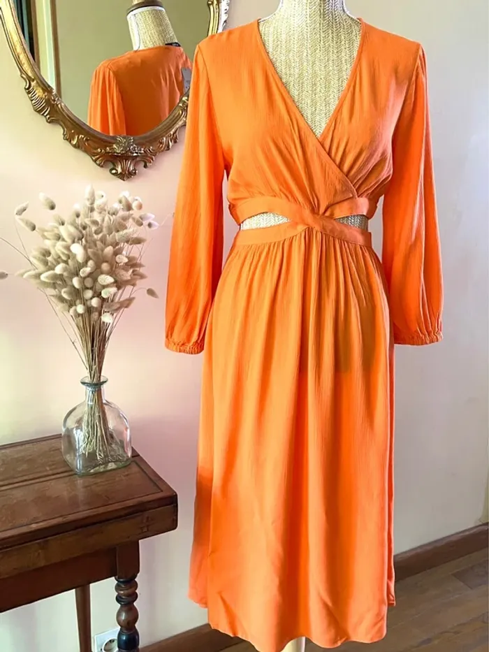 Robe Eclatante en Orange - Etam - Taille M neuf avec étiquette - photo numéro 3