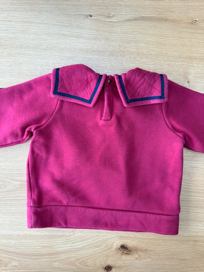 Sweat rouge bordeaux maxi col carré noeud - Taille 3 Ans - photo numéro 8