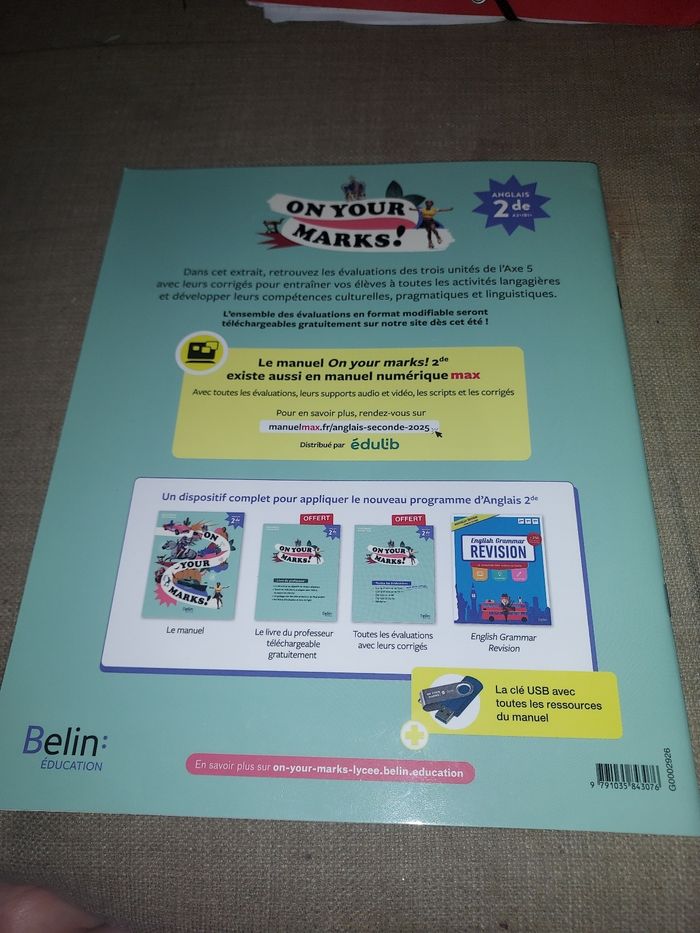 On your Marks extrait corrigé unité 13 à 15 Belin éducation prix 2 €