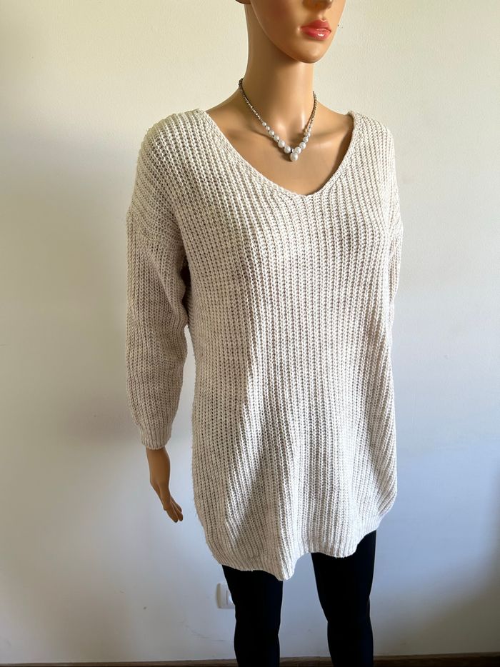 Pull beige à manches longues taille 2 TBE - photo numéro 2