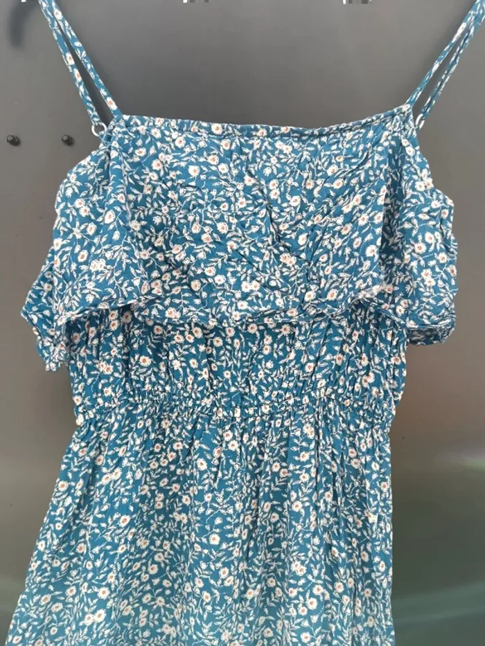 Robe d'été bleue évasée à fleurs Taille XS Shein - photo numéro 4