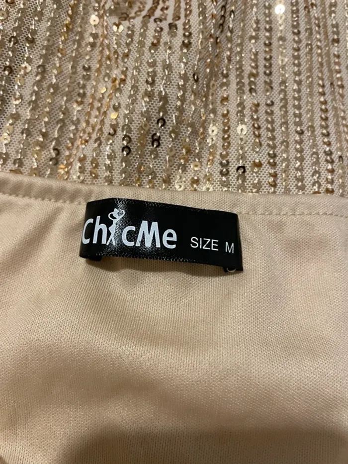 Robe de soirée ChicMe longue à sequins dorés | Taille M | Neuf - photo numéro 6