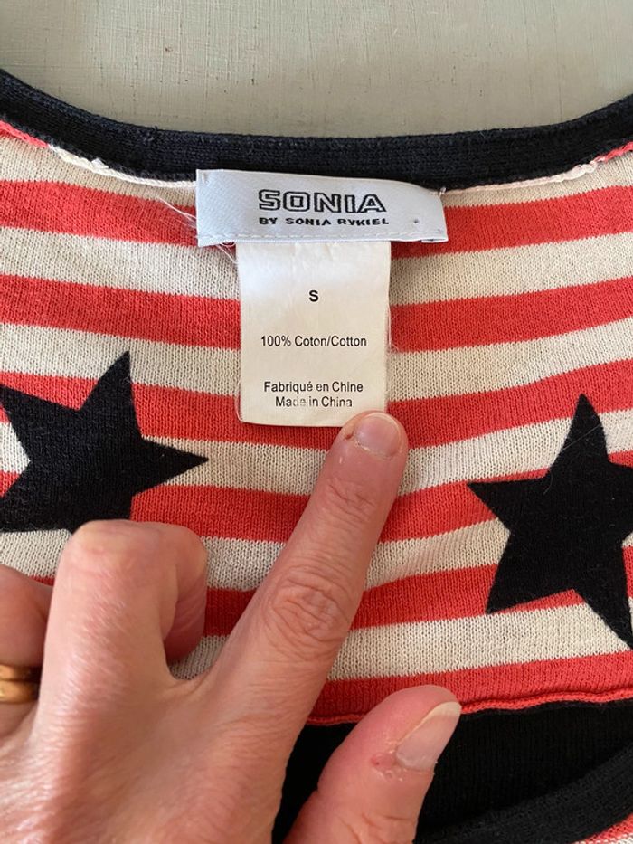 Pull Sonia by Sonia Rykiel taille S noir orange crème avec noeud et étoiles - photo numéro 14