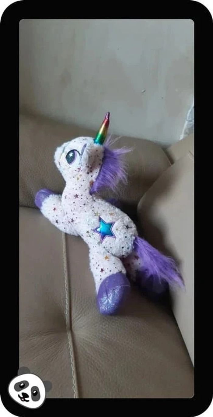 Peluche licorne rose clair/violette en très bon état - photo numéro 4