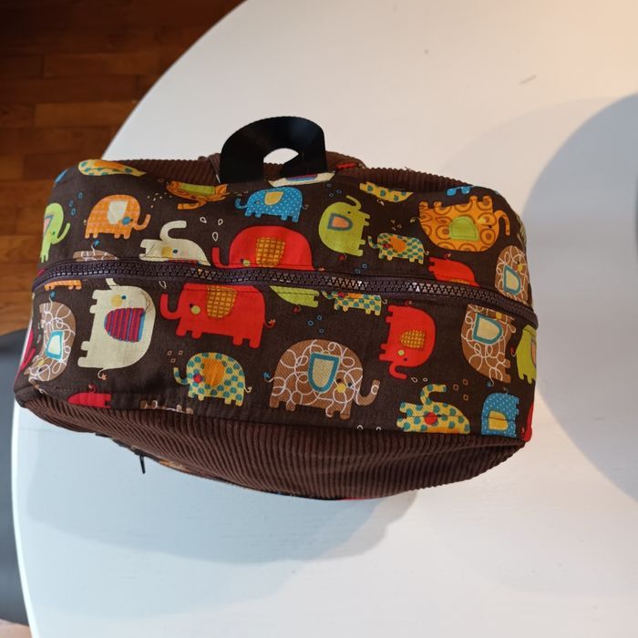 Sac à dos velours et coton éléphants - photo numéro 4
