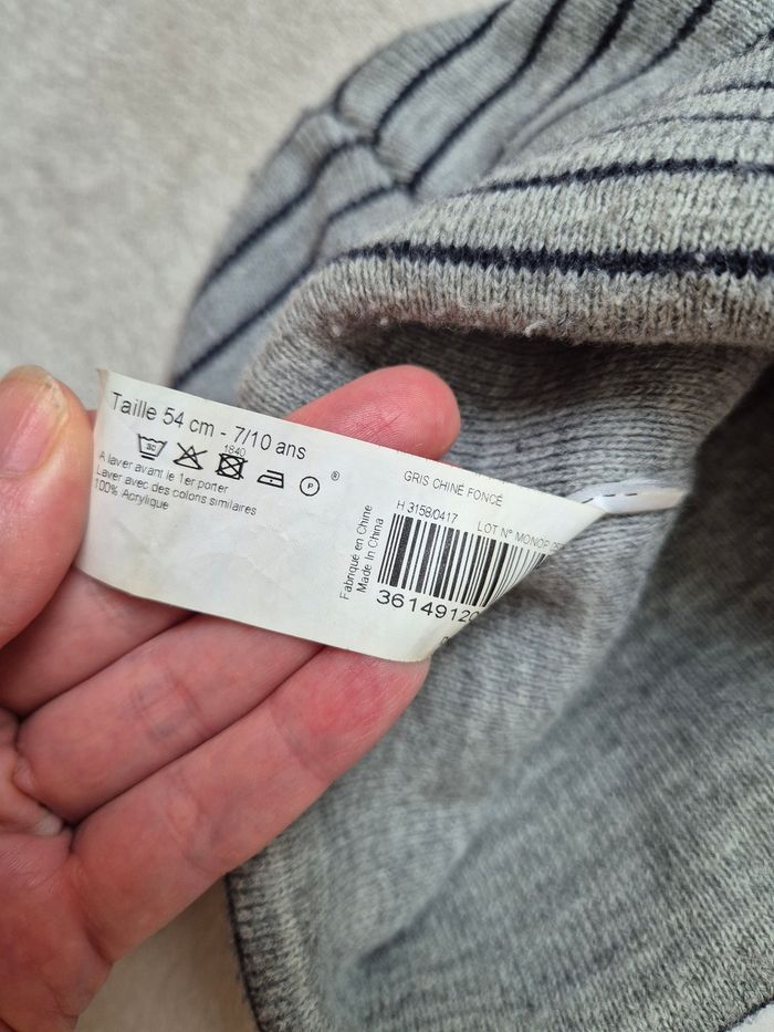 Bonnet gris a rayures enfant 7-10 ans monoprix kids - photo numéro 4