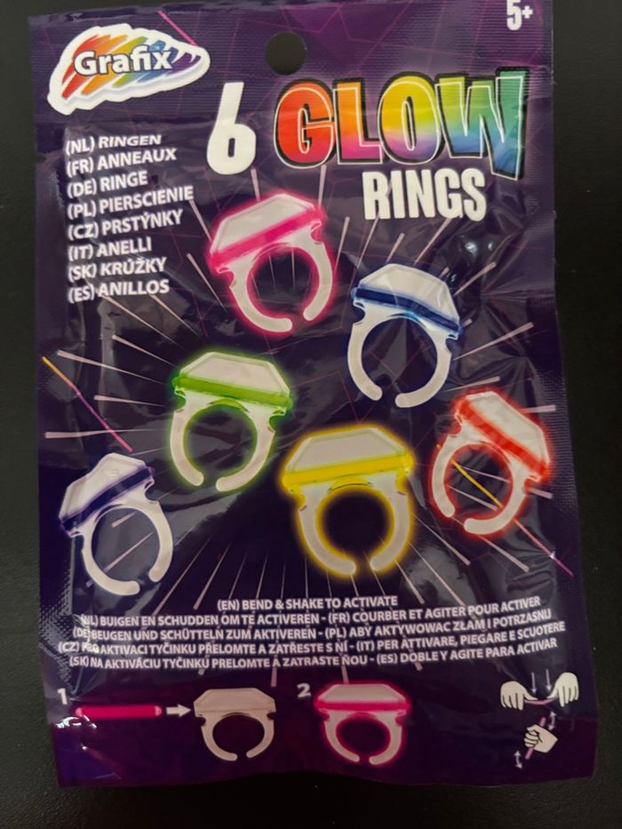 Lot 6 bagues fluorescentes