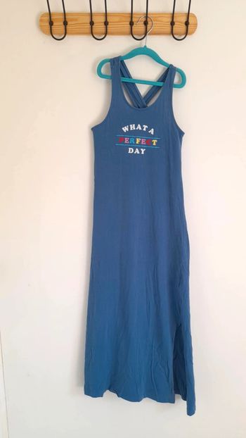 Robe bleue longue fendue 8/10 ans