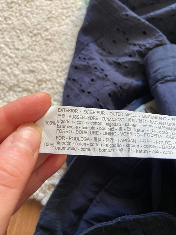 Pantalon léger bleu marine style patchwork Zara Taille S - photo numéro 5
