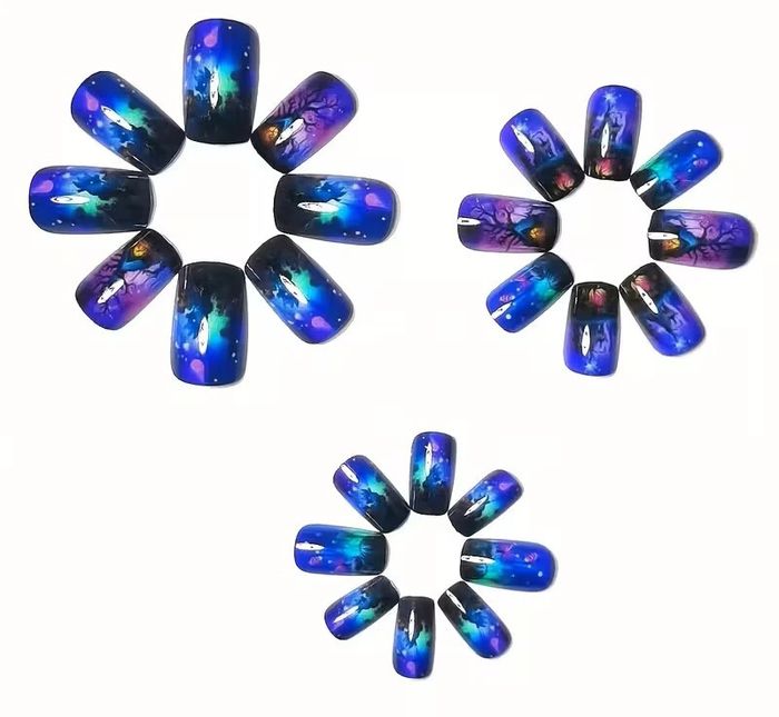 🦇 Faux ongles Halloween Magie & Mystère – 24 pièces pour un look féerique et envoûtant 💜🌲 - photo numéro 4