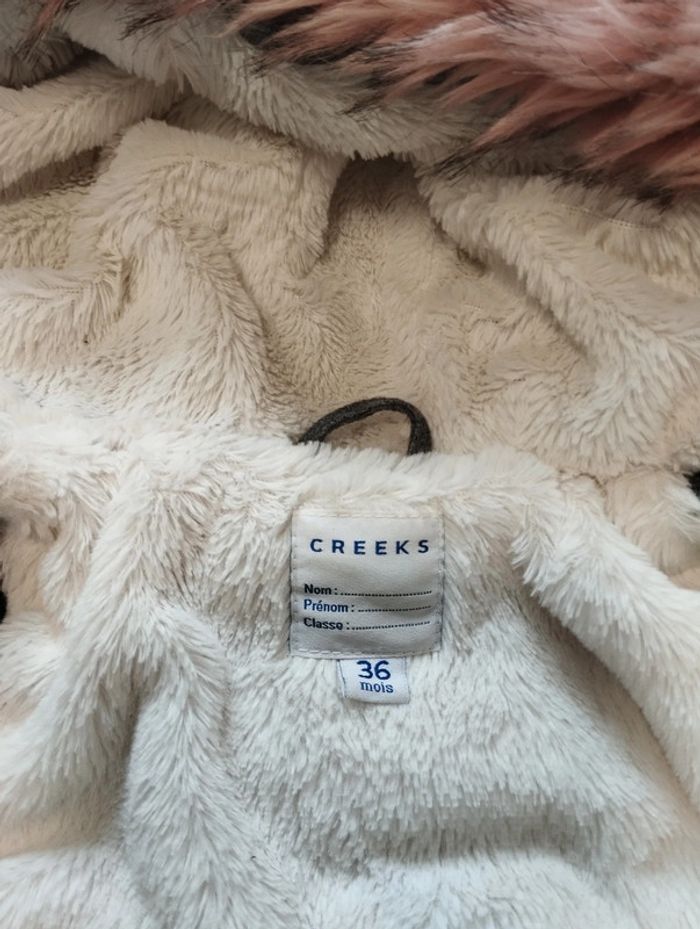Manteau chaud tout doux doublé fille 36 mois avec capuche Creeks - photo numéro 4