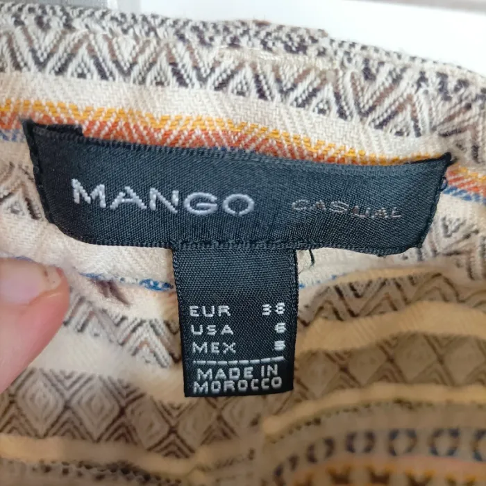 Short imprimé ethnique beige et multicolore Mango Taille 38 100 % coton A763 - photo numéro 3