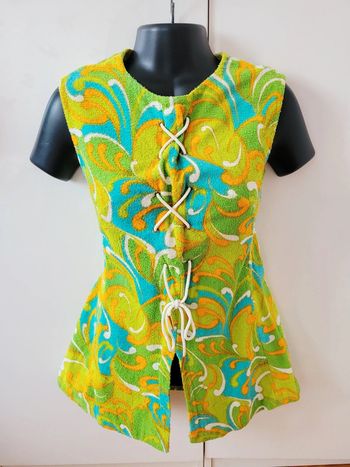 Vintage Tunique, mini Robe de plage, Authentique Années 60's multicolore