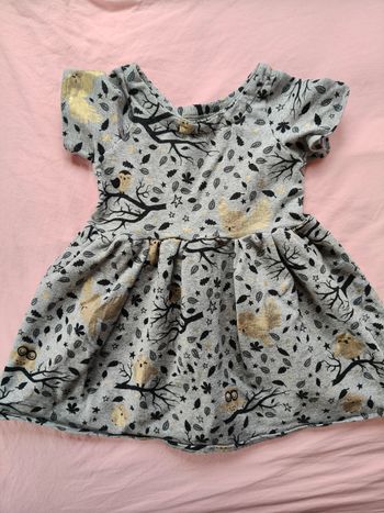 Robe manches courtes fille gris doré 24-36 mois