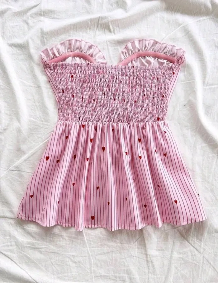 Bustier court motifs cœurs taille 38 - photo numéro 3