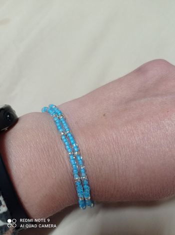 Bracelet en perles double rang, fait main neuf, couleur au choix 