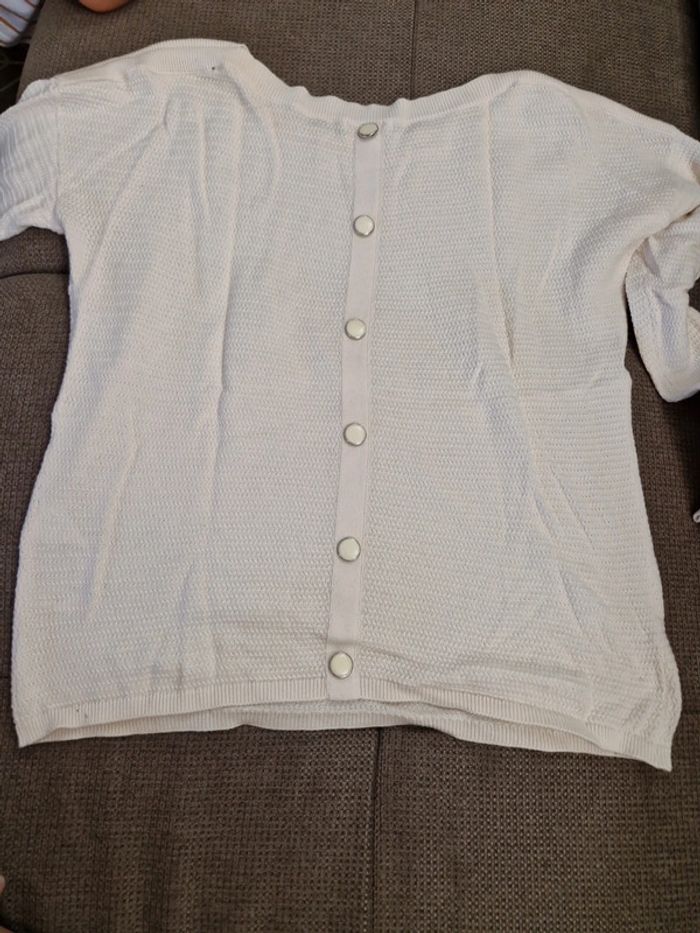Pull blanc crème - photo numéro 2