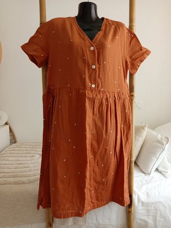 Robe orange Terracotta pois doré taille M