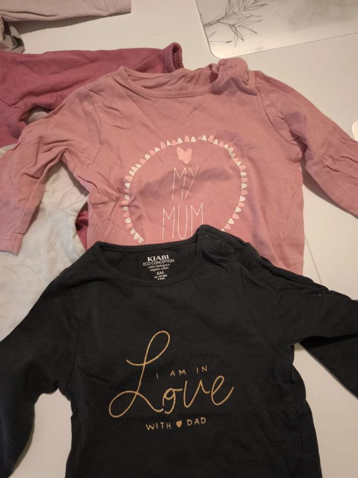 Lot Tshirt manche longue et sous pull 6 mois fille - photo numéro 3