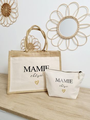 Lot cabas et pochette Mamie Chérie