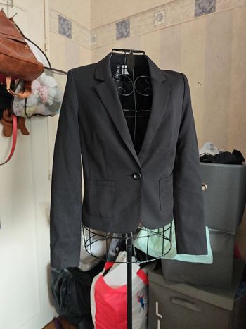 Veste blazer de costume professionnelle en noir uni Femme