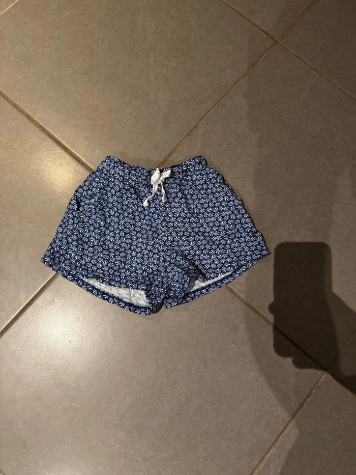 Short / Bermuda souple avec noeud à la taille - Okaidi - Bleu marine, blanc & jaune - 6 ans