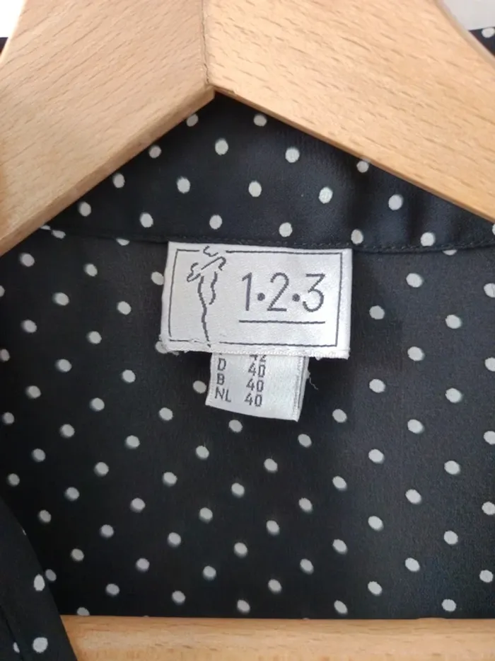 Chemise 123 t.42 noir pois blanc - photo numéro 2