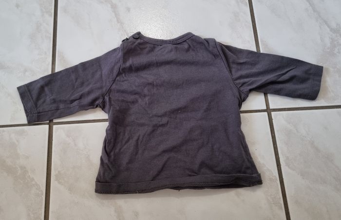 t-shirt manches longues garçon gris foncé taille 3 mois - photo numéro 3