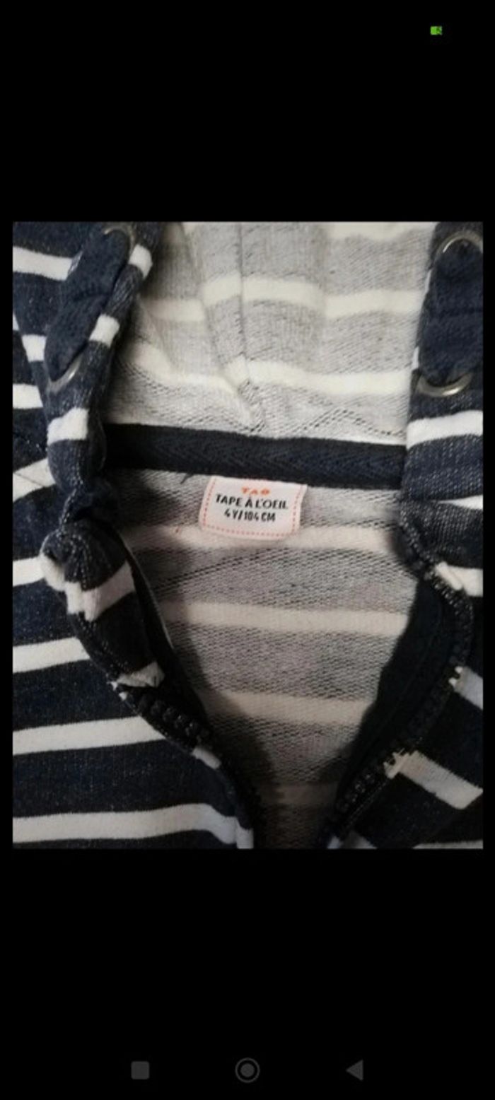 Gilet rayé blanc/marine tape à l'oeil 4 ans - photo numéro 2