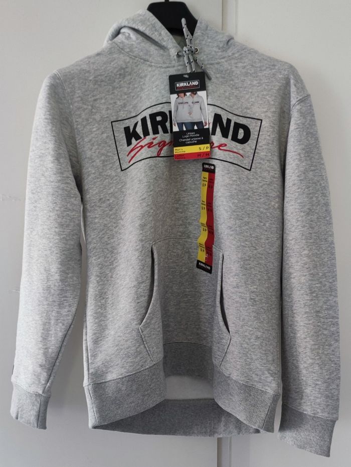 Sweat à capuche manches longues couleur gris homme/femme taille S/M marque Kirkland sweat unisexe