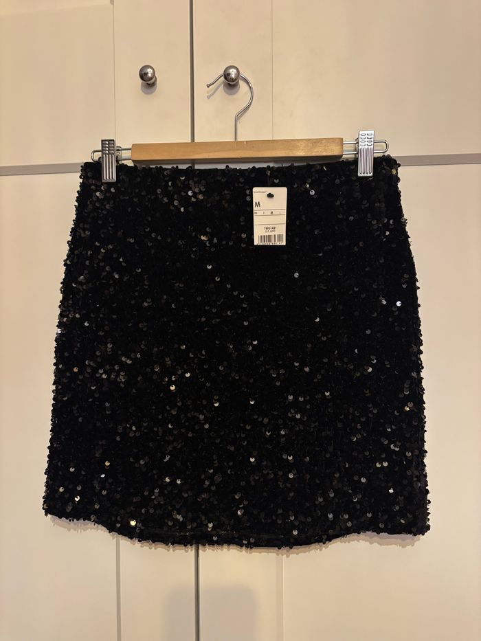 Jupe noire sequins soirée femme taille 38 neuve
