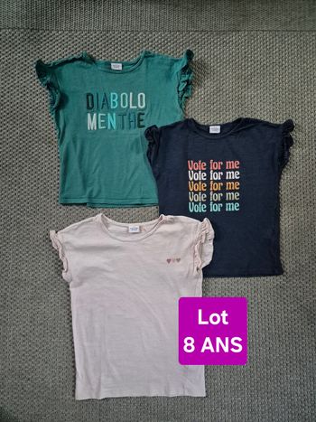Lot de 3 t-shirts MC fille - 8 ans