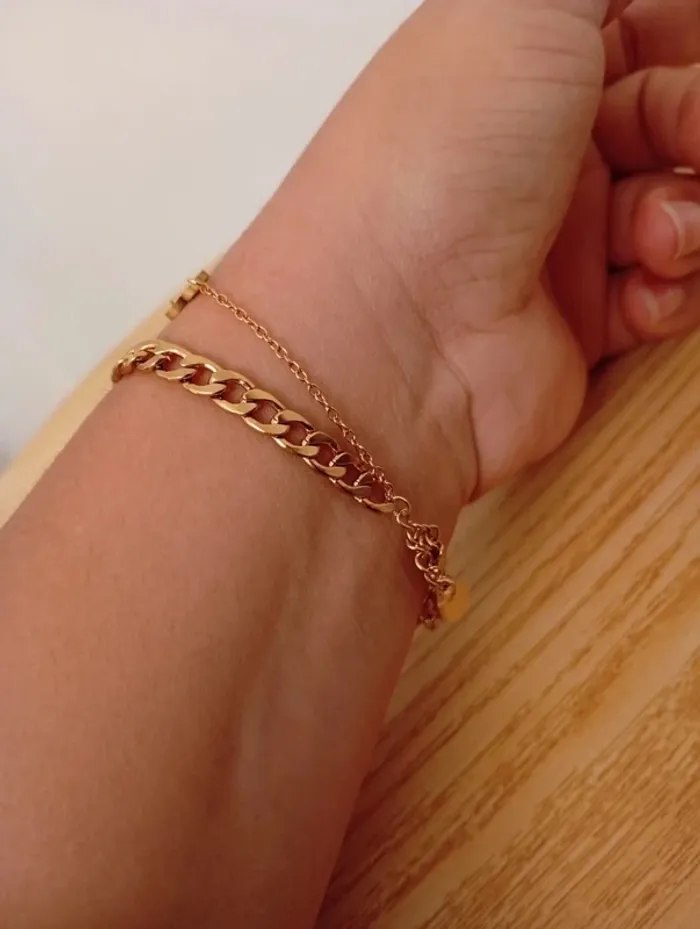 Solde 💝 Double bracelets chaine doré trèfle quatre coeurs bohème tendance fleur onyx opaline - photo numéro 2