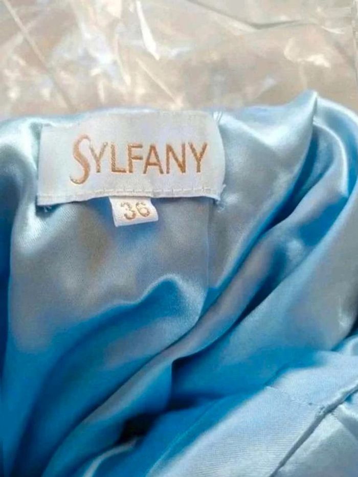 Robe bustier Sylfany - Tulle dentelle satin strass- Bleue - 36 = 34 actuel - Comme Neuve - photo numéro 8