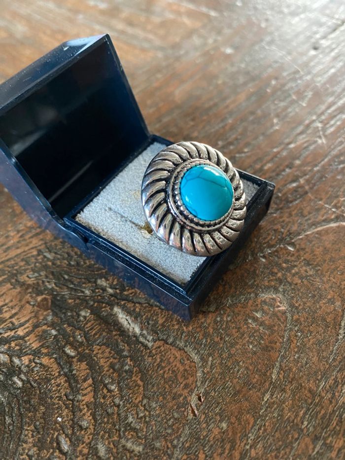 Magnifique bague réglage avec turquoise - photo numéro 2